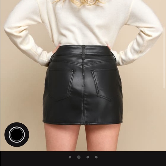 Lowdown Black Vegan Leather Low-Rise Mini Skirt - Picture 3 of 6